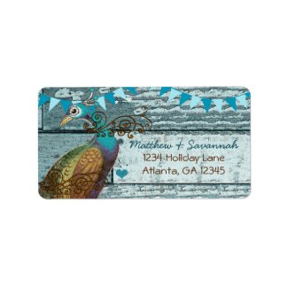 Country Chic Aqua Bunting Vintage Peacock Address Label