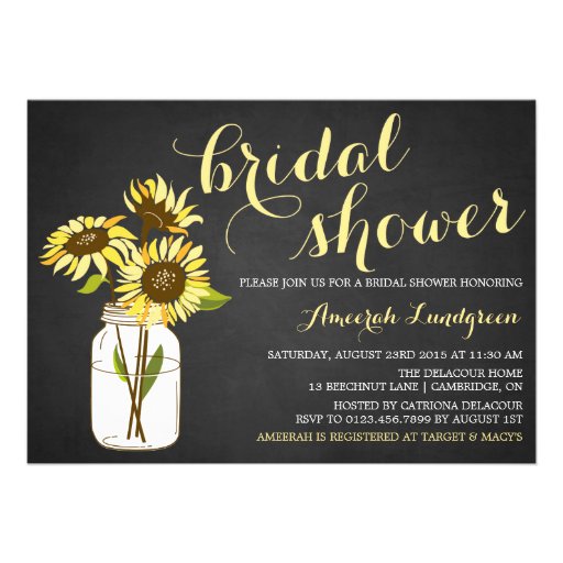 Country Chic Sunflowers Bridal Shower Invitation