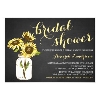 Country Chic Sunflowers Bridal Shower Invitation 5" X 7" Invitation Card