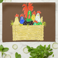 Country Chicken Clan Hand Towel