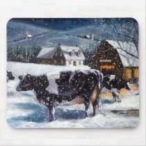 COUNTRY CHRISTMAS: COWS: ART: MOUSE PAD mousepads