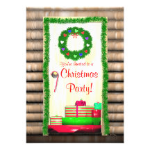 Country Christmas Door Party Personalized Announcement