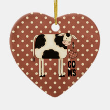 Country Christmas I Love Cows Ornament