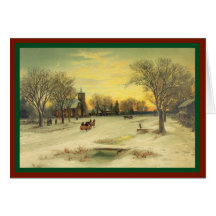 Country Christmas Morning Services - Vintage Card