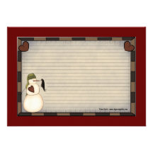 Country Christmas Recipe Cards Invites