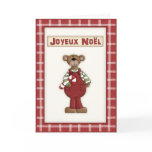 Country Christmas Teddy Bear in French Language cards