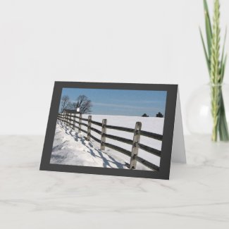 Country Church and Fence Christmas Greeting Card