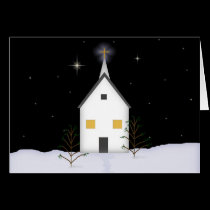 Country Church Christmas Card cards