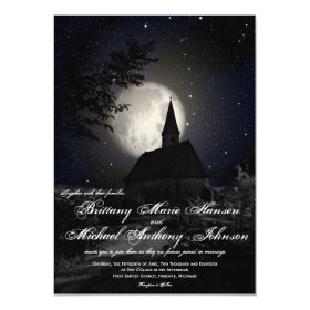 Country Church Full Moon Wedding Invitations 4.5