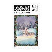 COUNTRY CHURCH & WREATH by SHARON SHARPE postage