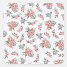 Country cottage roses pink floral pattern sticker