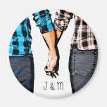 Country Couple Boy and Girl Holding Hands Fridge Magnet