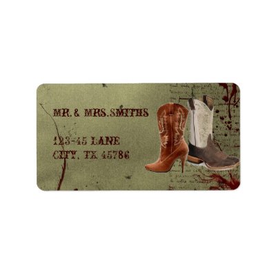 Country Cowboy Boots Western address Labels