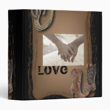 Country Cowboy Boots Western Wedding 3 Ring Binders