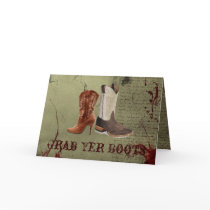Country Cowboy Boots Western Wedding Favor Greeting Card