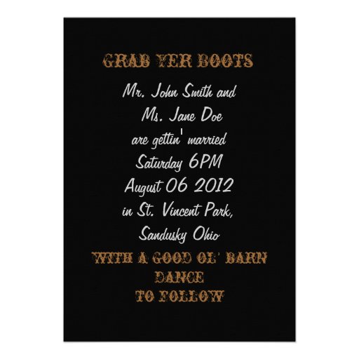 Country Cowboy Boots Western Wedding Invitation