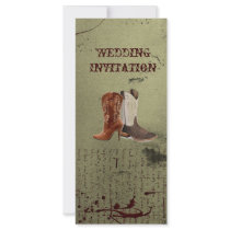 Country Cowboy Boots Western Wedding Invitation Custom Rack Cards