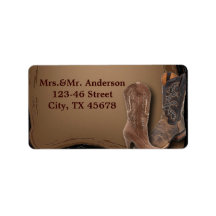 Country Cowboy Boots Western Wedding Personalized Address Label