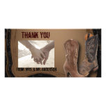 Country Cowboy Boots Western Wedding thankyou Photo Card