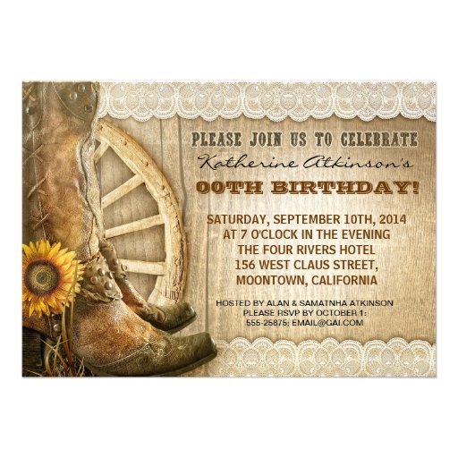 country cowboy style birthday invitations