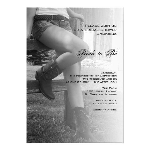 Country Cowgirl and Fence Bridal Shower Invitation