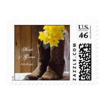 Country Daffodils Wedding Postage Stamp