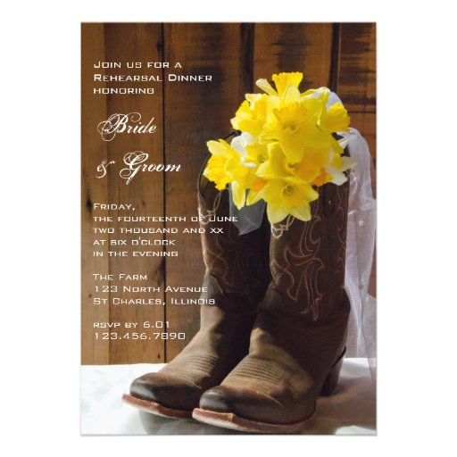 Country Daffodils Wedding Rehearsal Dinner Invite