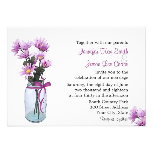 Country Daisies Mason Jar - Wedding Invitation