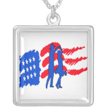 COUNTRY DANCERS WITH AMERICAN FLAG NECKLACE