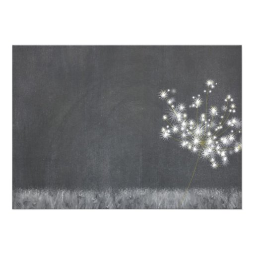 Country Dandelions Chalkboard Wedding Invitations