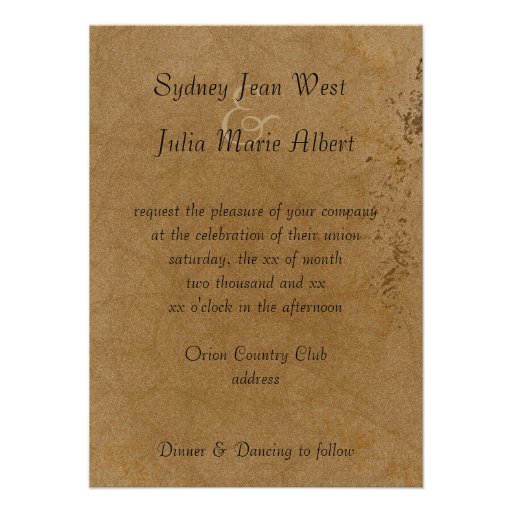 Country Elegant Gay Lesbian Wedding Invitation