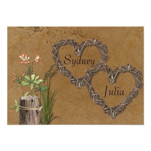 Country Elegant Gay Lesbian Wedding Invitation