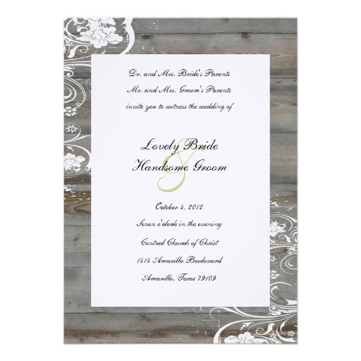 Country Faded Wood Wedding Invitation
