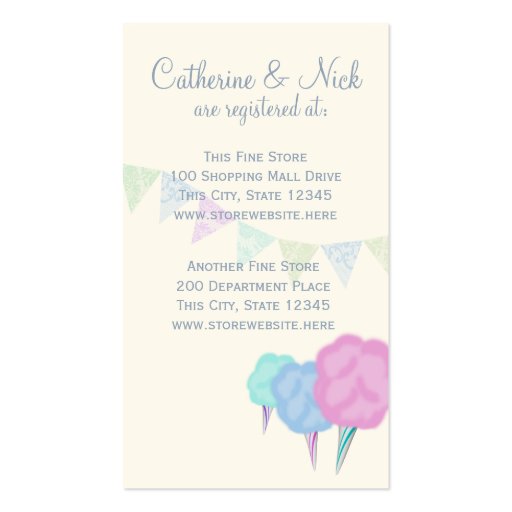 Country Fair and Cotton Candy Registry Card Business Cards (front side)
