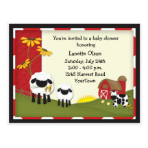 Country Farm Baby Shower Postcard Invitation