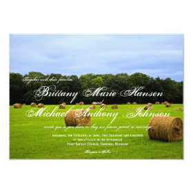Country Farm Hay Bales Rustic Wedding Invitations 4.5