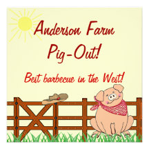 Country Farm Pig Barbecue Personalized Invite