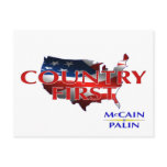 Country First John McCain Sarah Palin postcards