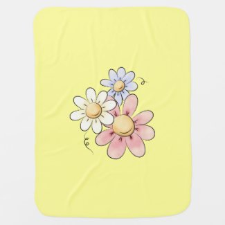 Country Flowers Yellow Unisex Receiving Blankets