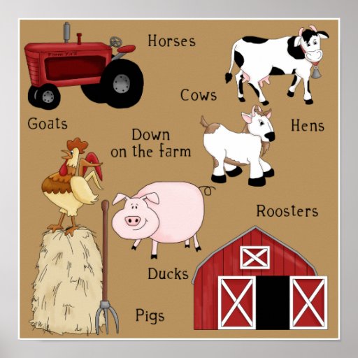 Country Fun Farm Animals Art Print Poster Zazzle