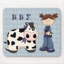 Country Fun Girl, Cow BBF Mousepad