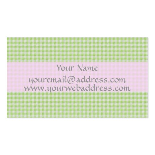 Country Gingham Business Card green (back side)