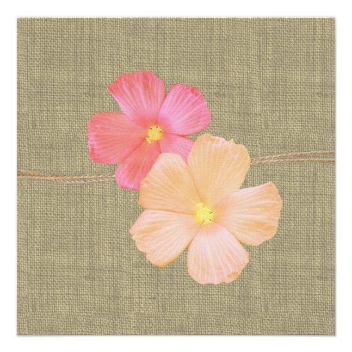 Country Hibiscus Tropicl Bridal Shower Announcement