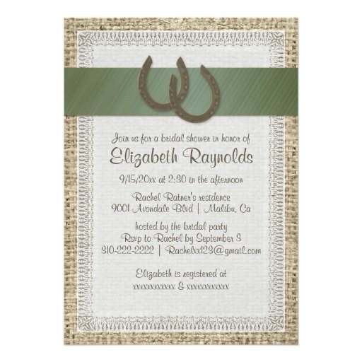 Country Horseshoes Bridal Shower Invitations