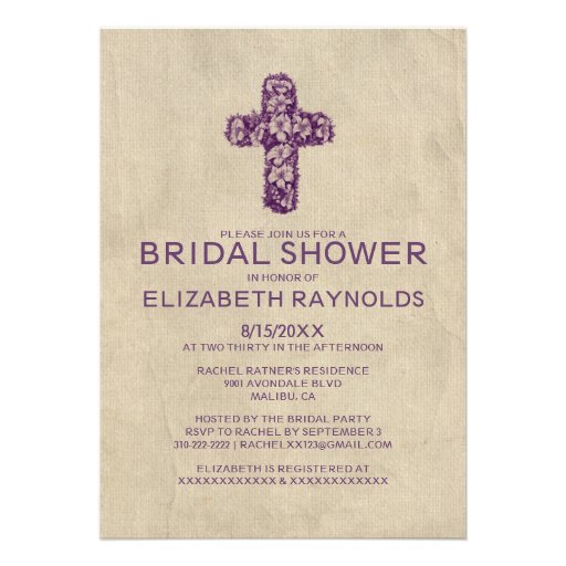 Country Iron Cross Bridal Shower Invitations