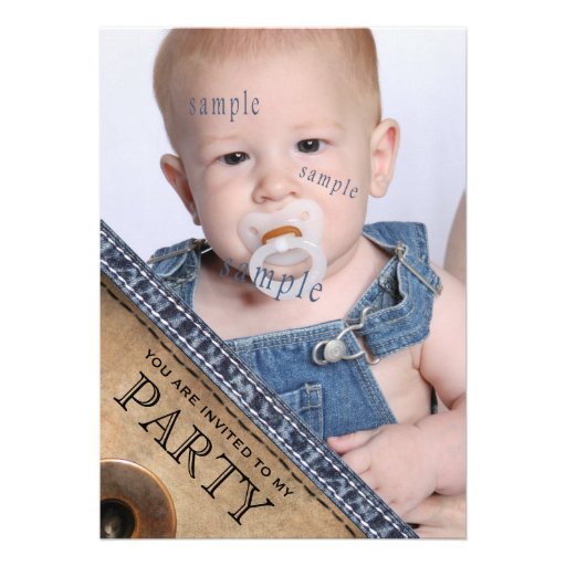 Country Kid Blue Jean Denim Style Birthday Party Personalized Announcements