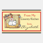 Country Kitchen Hen & Name stickers