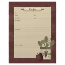Country Kitchen · Recipe Sheets Letterhead Design