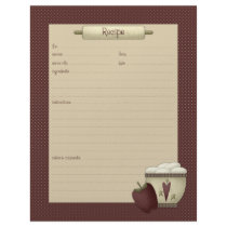 Country Kitchen · Recipe Sheets letterhead