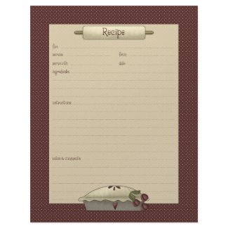 Country Kitchen · Recipe Sheets letterhead